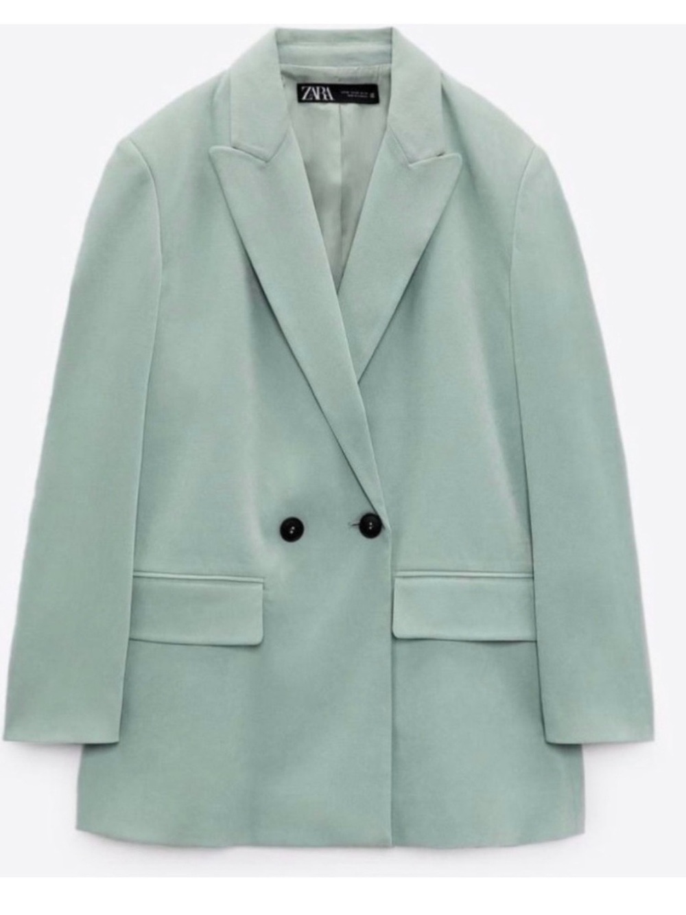 Zara Pale Mint Double-Breasted Blazer size M